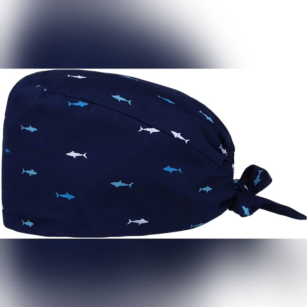 Navy Blue Shark Scrub Cap NEW Never Used Medical Unisex